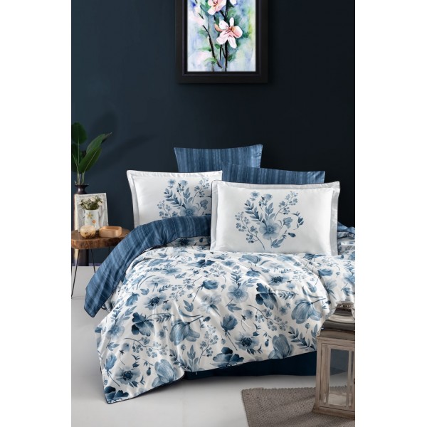 КПБ DO&CO Сатин DELUX PREMIUM 200*220 (50*70/2) (70*70/2) MADENA голубой