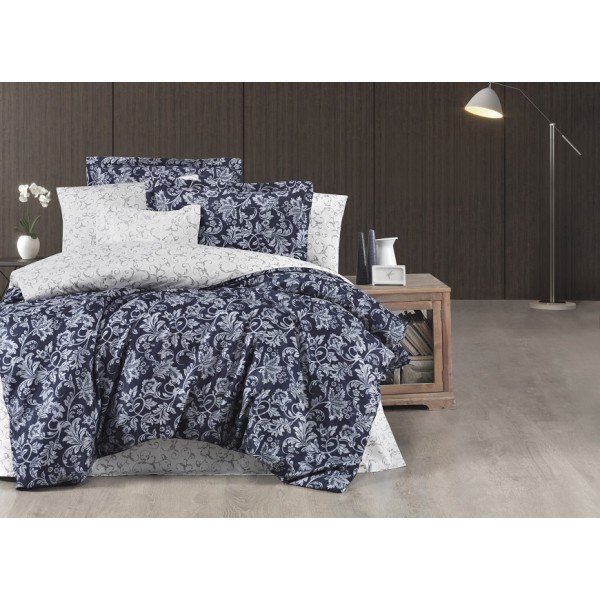 КПБ DO&CO Сатин жаккард EXCLUSIVE 200*220 (50*70/2) (70*70/2) 250TC LISHA синий