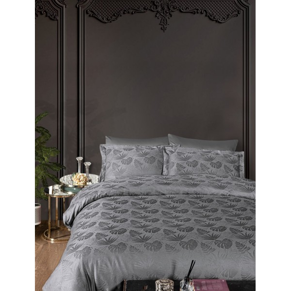 КПБ DO&CO Сатин жаккард 200*220 (50*70/2) (70*70/2) NICHOL DARK тёмно-зелёный