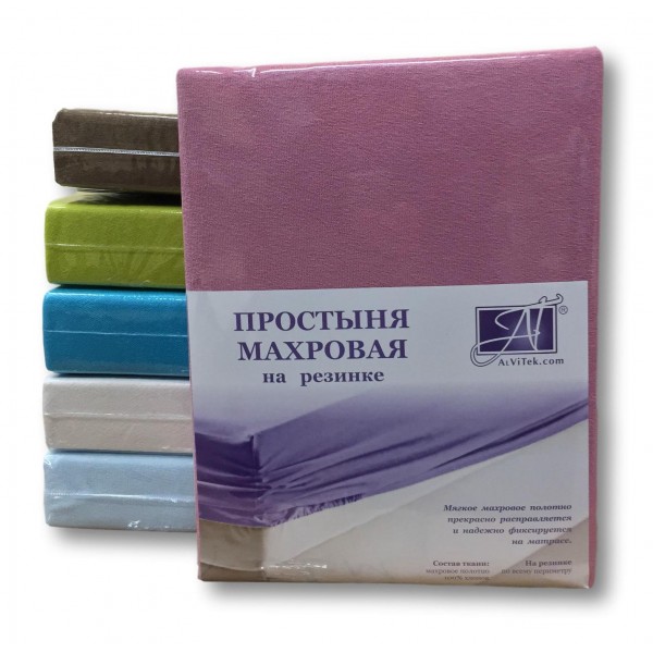 ПМР-СР-160 Сухая Роза простыня махровая на резинке 160х200+20