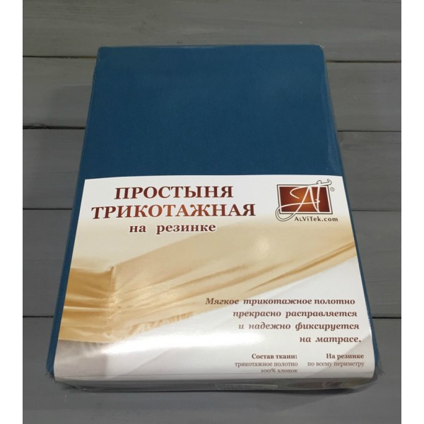 ПТР-МВ-180(180) Морская волна простыня трикотажная на резинке 180х200х20