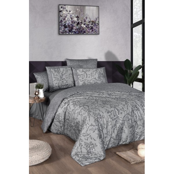 КПБ DO&CO Сатин DELUX PREMIUM 200*220 (50*70/2) (70*70/2) DEMA серый