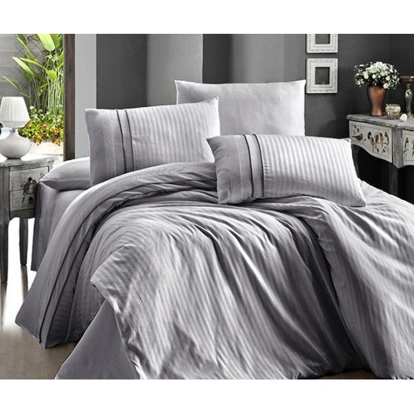 Постельное белье (Сатин де люкс) евро (Stripe Style Grey)