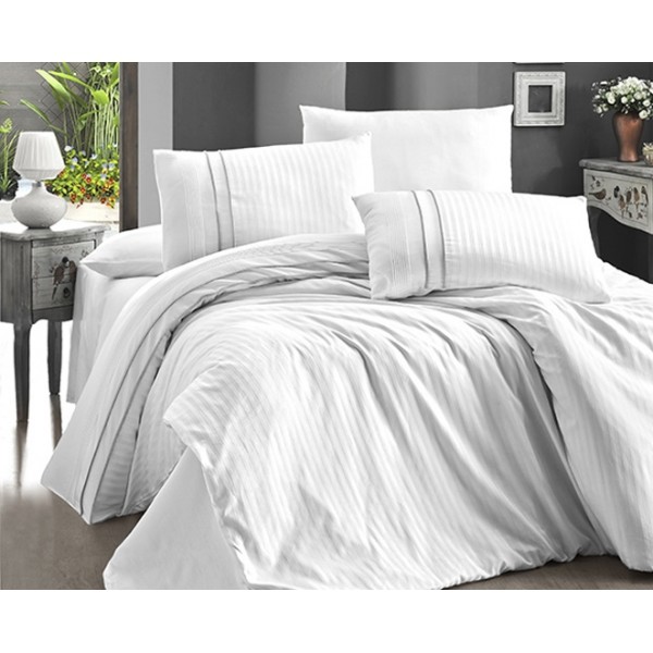Постельное белье (Сатин де люкс) евро (Stripe Style White)
